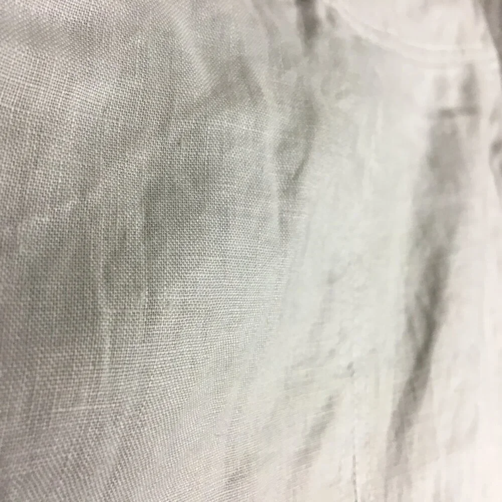 Lucy Laurel Skirt 10 Midi 100 Linen Gray Twirl Trumpet Career Casual Stripes - Picture 4 of 12